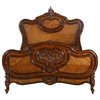 Bed Louis XV Rococo Queen Flame Mahogany Hand Carved Bookmatched Wood