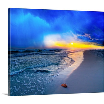 Pensacola-Beach-Florida-Sunset-Foggy-Sea-Shell Wrapped Canvas Art Print, 36