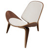 Nuevo Artemis Occasional Chair - American Walnut Frame White Leather Seat