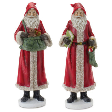 Santa With Toys Figurine, 2-Piece Set
