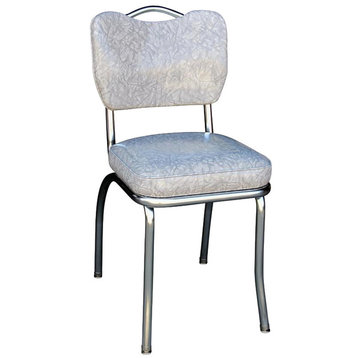 Handle Back Chrome Diner Chair, Cracked Ice Gray