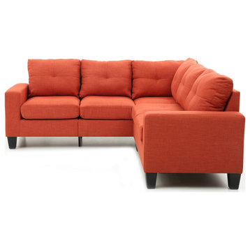 Newbury 82" W 2 Piece Polyester Twill L Shape Sectional Sofa, Orange