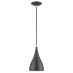 Livex Lighting - Amador 1 Light Shiny Dark Gray With Polished Chrome Accents Mini Pendant - The Amador mini pendant features a modern, minimal look. It is shown in a chic shiny dark gray finish shade with a shiny white finish inside and polished chrome finish accents.