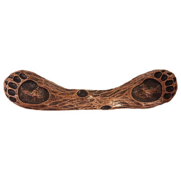 Dual Bear Track Cabinet Pull, Antique Copper