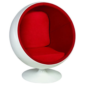 Ball Large Lounge Chair, White/Red