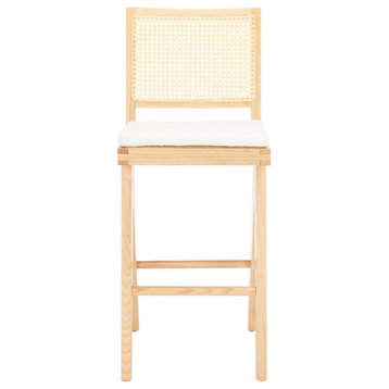 Safavieh Couture Colette Rattan Barstool, Natural