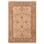 Bareens Designer Rugs - Shabby Chic Ziegler Zenobia Tan Blue Hand-Knotted Wool Rug - 6'0'' x 8'9'' - Enhance the ambiance of your home with this magnificent Persian-influenced Turkish hand-knotted rug made by skilled artisans capable of creating the most exceptional vegetable dyes and hand-spun wool. This exquisite handmade rug is a one-of-a-kind Peshawar Kafkaz, otherwise identified as Chobi, Chobi Peshawar, Oushak, or Ziegler rug. These handmade rugs are crafted in Pakistan utilizing superior-quality wool imported from Australia, New Zealand, and Korea in two types of weaves: the Persian weave and the Mori weave. This rug is meticulously crafted by hand using the finest natural vegetable dyes extracted from local plants. The artisans use a blend of hand-spun local and fine merino wool, resulting in a rug with a compelling texture, higher lanolin content, and longer staple. The artisans occasionally incorporate natural or artificial silk into the pile to enhance specific motifs. The finished product is an awe-inspiring execution of flawless design and an understated palette that exudes elegance.