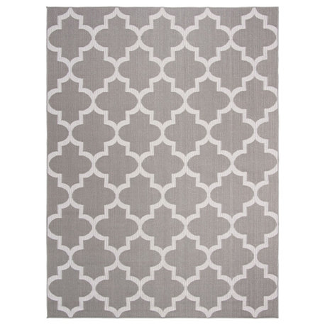 Safavieh Machine-Washable Bermuda Indoor-Outdoor BMU804 Rug, Gray/Ivory, 8'x10'