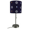 Nautical Stainless Steel Accent Lamp w/Navy Drum Shade
