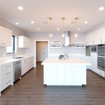 Modern All White Corian Solid Surface Kitchen