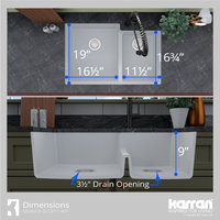 Karran 32" Undermount Large/Small Bowl Quartz Kitchen Sink, White
