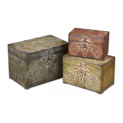 www.essentialsinside.com: hobnail, decorative boxes, set of 3 - Decorative Boxes