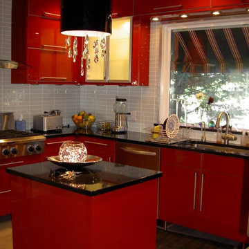 IKEA Kitchen Abstrakt Red in South Orange