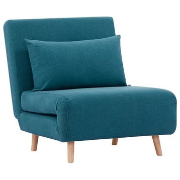 Set of 2 Sleeper Chair, Sturdy Pine Frame With Comfortable Seat, Peacock Blue