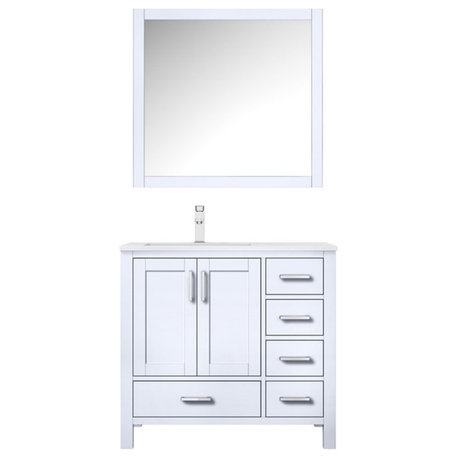 Lexora Home Jacques 36" Carrara Marble Top Single Vanity in White