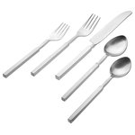 Godinger - Cubit 18/10 Stainless Steel Flatware 20 Piece Set, Matte Silver - From everyday meals to fancy dinner parties. A clean versatile design that fits well with any decor. Its stainless steel core makes it sturdy enough for everyday use and each place setting ensures that you have all the right utensils at hand, whatever the occasion. Set includes 4 Salad Forks, 4 Dinner Forks, 4 Dinner Knifes, 4 Teaspoons, 4 Tablespoons. 7.5'' L Dinner Fork, 8.25'' L Salad Fork, 7.5'' L Teaspoon, 9.25'' L Knife, 8.25'' L Tablespoon