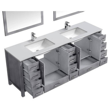 Jacques Modern Distressed Grey 84" Double Vanity With Quartz Top