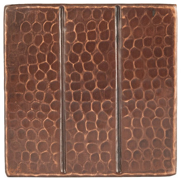 4"x4" Hammered Copper With Linear Tiles Design, Set of 4