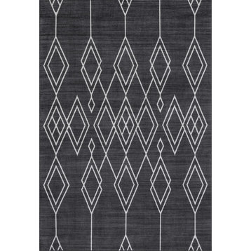 nuLOOM Dell Diamond Washable Indoor/Outdoor Area Rug, Dark Gray 5' x 8'