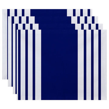 Big And Bold Stripe, Decorative Placement, Set of 4, Dazzling Blue