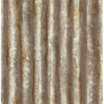 Kirkland Rust Corrugated Metal Wallpaper, Sample