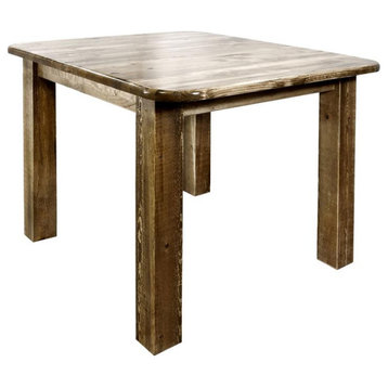 Montana Woodworks Homestead Square 4 Post Solid Wood Dining Table in Brown