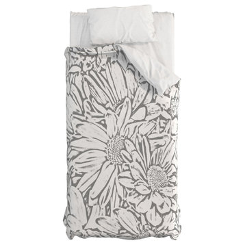 Deny Designs Lisa Argyropoulos Daisy Daisy Dove Gray Duvet Cover, Twin Xl