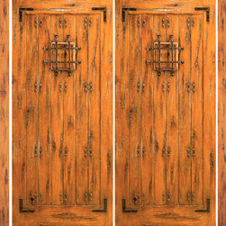 Prehung Double Door with Two Sidelites, Entry, Alder with Speakeasy - Front Doors