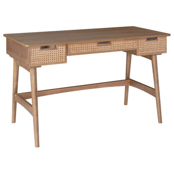 Riverbay Furniture Modern Wood Desk with 3 Drawers in Natural