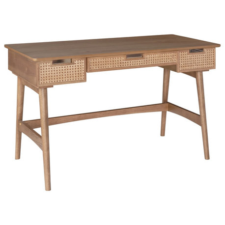 Riverbay Furniture Modern Wood Desk with 3 Drawers in Natural