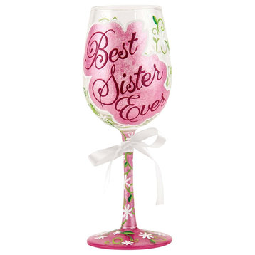 "Best Sister Ever" Wine Glass