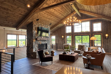 Living room - cottage living room idea in Other