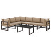 Fortuna 7-Piece Outdoor Aluminum Sectional Sofa Set, Brown Mocha