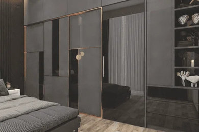 Closet - mid-sized modern men's closet idea