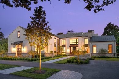 Example of a transitional home design design in Chicago