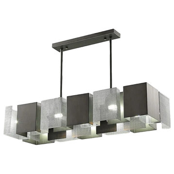 Fancy Postmodern LED Iron Black Silver Chandelier, L33.5 X H6.3", Cool Light