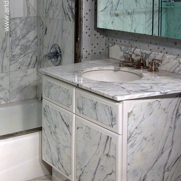 Faux marbled vanity cabinet
