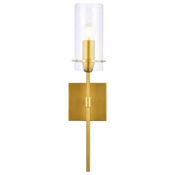 Living District Elsreth 1 Light Wall Sconce, Brass/Clear - LD2361BR