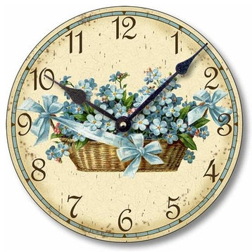 Victorian-Style Forget Me Not Flowers Wall Clock, 10.5 Inch Diameter