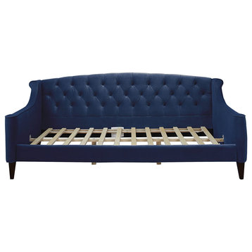 Classic Daybed, Button Tufted Back & Arms With Piping Details, Navy Blue