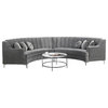 Pemberly Row 141" Curved Symmetry Modern Velvet Sectional Sofa in Gray