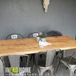 Waney Oak wood Industrial 6 Seater Table - Dining Tables
