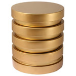 Meridian Furniture - Levels Round Brushed Gold End Table - Take your decor to the next level with this Levels end table. A blend of art and function, this table is just the thing to add a posh look to your living room, den, great room or other space. Its brushed gold finish is luxe by design, and its sculptural look ensures that it draws maximum visual appreciation from any spot in the room. Pair this Levels table with the matching coffee table to double the excitement and drama in your space.