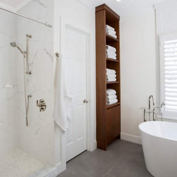 Renovated Master Bath: Shower and Built-in Shelves
