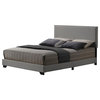 ACME Leandros Fabric Upholstered Queen Bed with Nailhead Trim in Light Gray