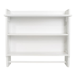 Dover 27 in. W Wall-Mounted Bathroom Shelf with 2 Towel Rods in White