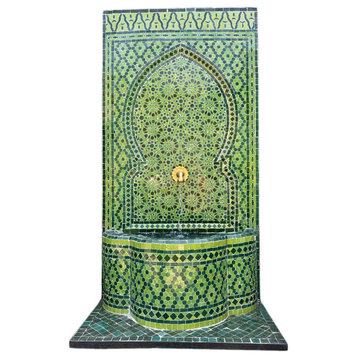 Green Moroccan Tile Wall Fountain