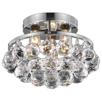 Elegant Lighting Corona 3-Light Crystal Flush Mount, Chrome