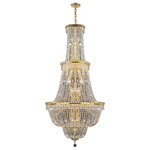 Crystal Lighting Palace - French Empire 34-Light Clear Crystal Chandelier, Gold Finish - This stunning 34-light Crystal Chandelier only uses the best quality material and workmanship ensuring a beautiful heirloom quality piece. Featuring a radiant Gold finish and finely cut premium grade crystals with a lead content of 30%, this elegant chandelier will give any room sparkle and glamour.