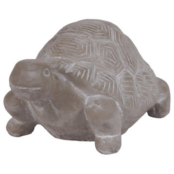 Cement Turtle Figurine, Concrete Finish Gray